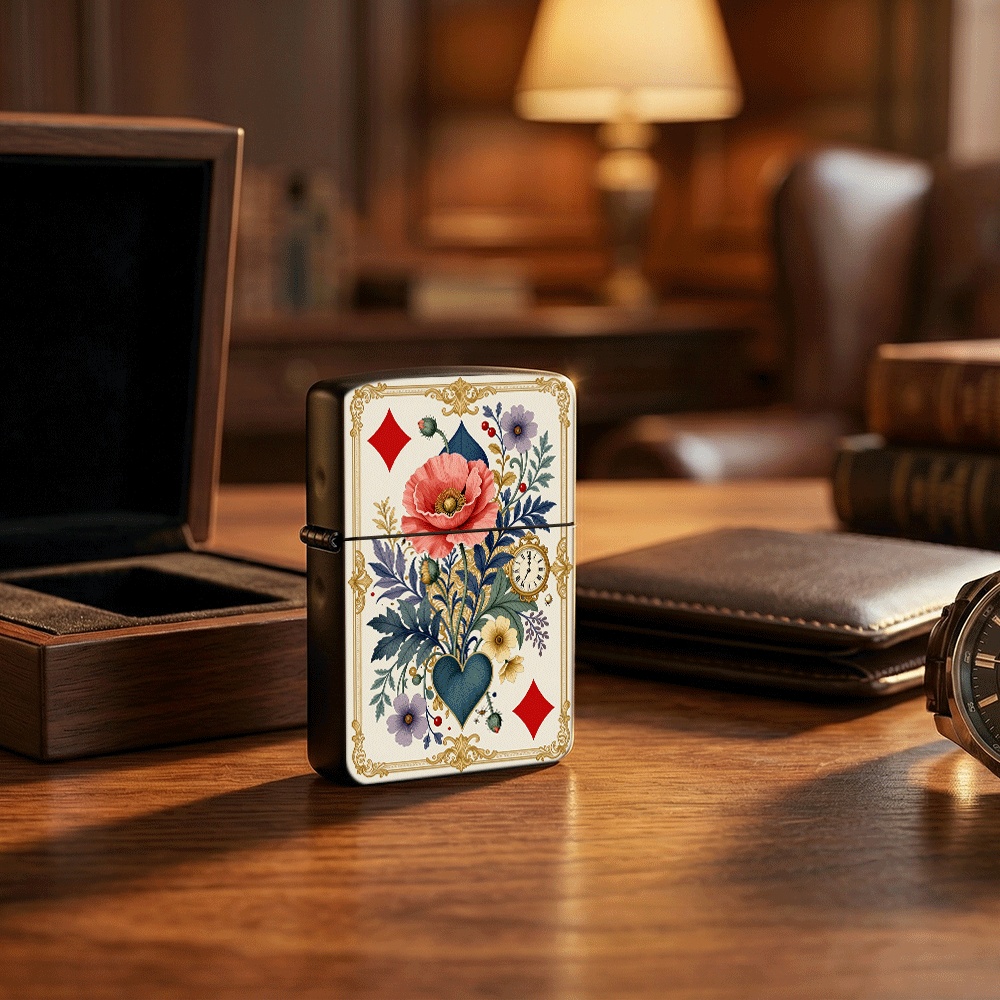 Vintage Collectible Playing Cards - Vintage Tarotkaart-stijl aansteker met opklapdeksel, sierlijk