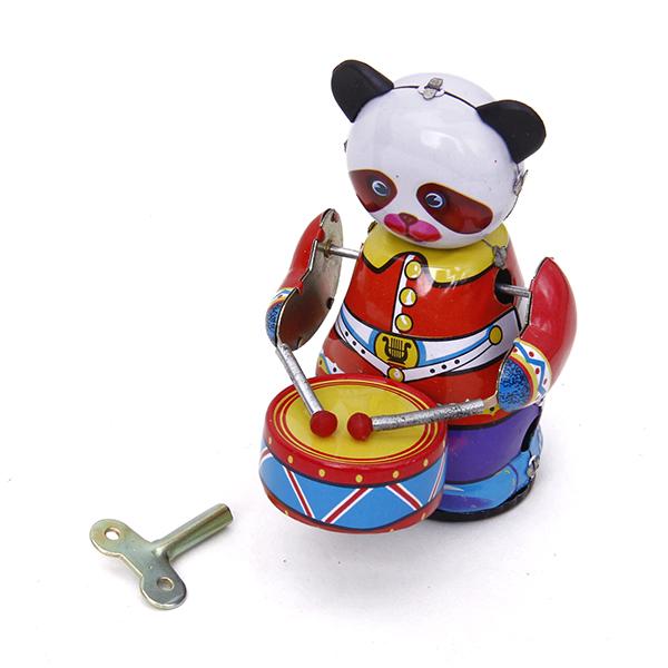 Vintage Collectible Figures - Opwindbaar mechanisch panda-drummerspeelgoed Vintage stijl verzamelbaar
