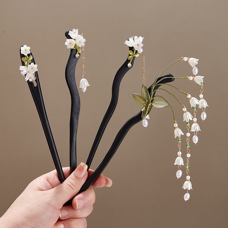 Vintage Collectible Item - Houten bloem haarspeld Vintage Convallaria Majalis