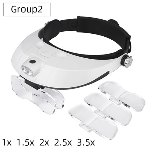Darkroom Enlarger Lens - Hoofdbandvergrootglas Soldeerbril Afneembare LED-lamp Vergrootglas met