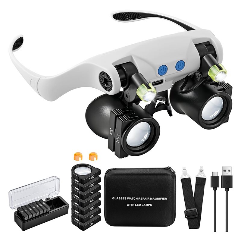 Darkroom Enlarger Lens - ABUP-LED-lichtvergrootglazen, handsfree vergrootglas met 14 verwisselbare