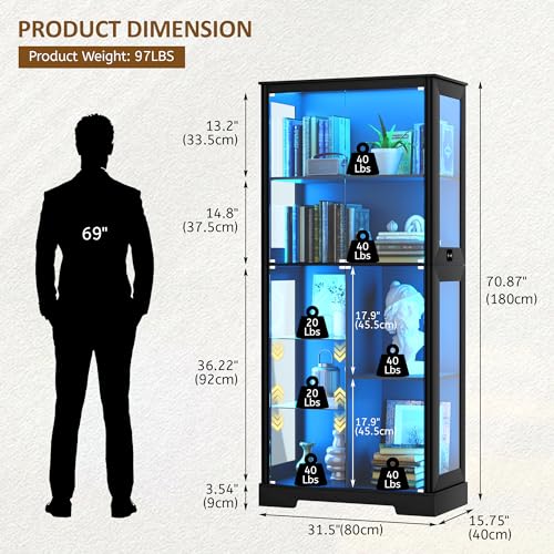 71” glazen vitrinekast met RGB - Collectible & Vintage Dolls For Christmas recensie en prijs